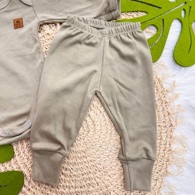 Conj. Body e Calça 100% Algodão Pima com Proteção UV50+ - Bege